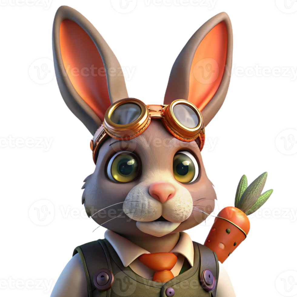 dramatic modern A Portrait of a Steampunk Rabbit Wearing premium png