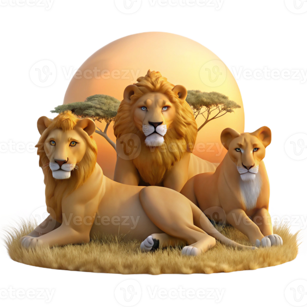 dramatic abstract A Regal Lion Pride Resting in the Afric high quality png