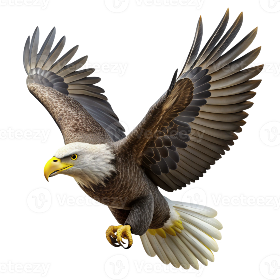 serene creative A Majestic Bald Eagle Soaring Through The premium png