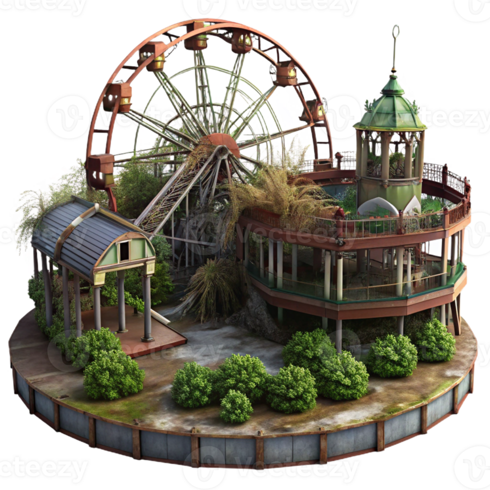 wonderful rustic An Abandoned Amusement Park Overcast Sk exclusive png
