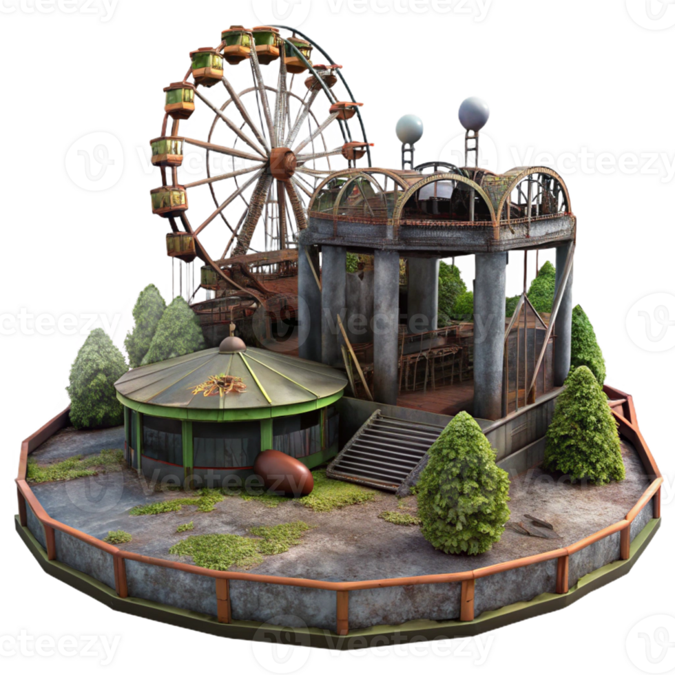 impressive minimalist An Abandoned Amusement Park Overcast Sk detailed png