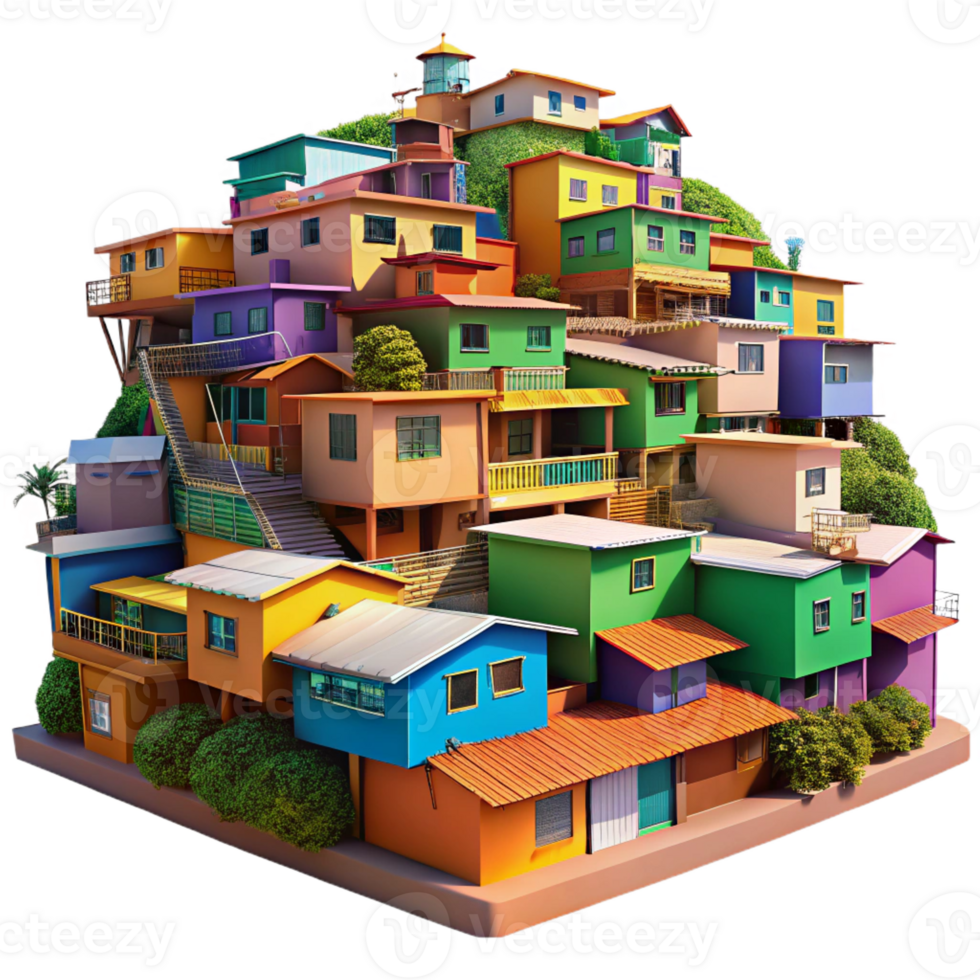 elegant rustic A Colorful Favela Built on a Hillside Vi premium png