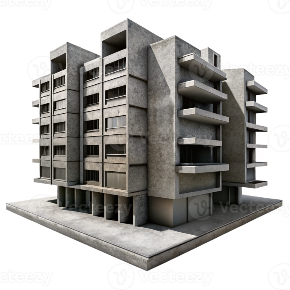 serene minimalist A Brutalist Concrete Apartment Complex Ha png