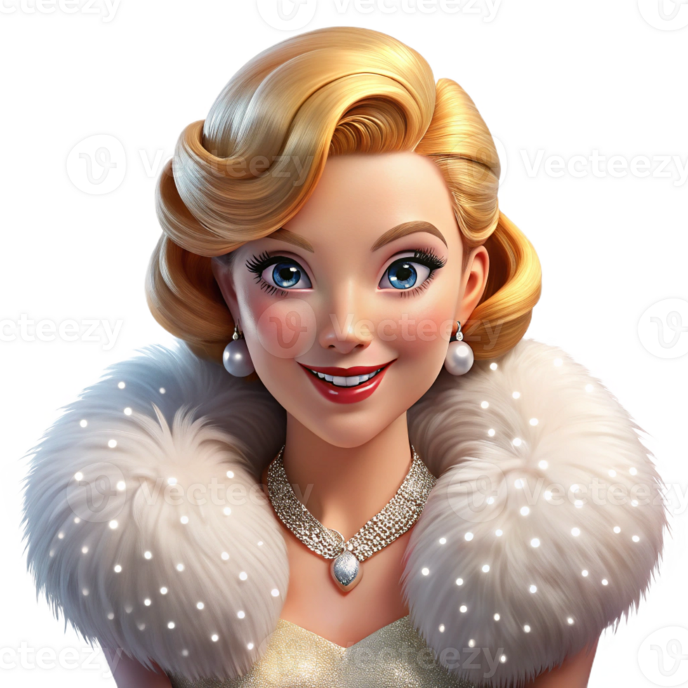 beautiful minimalist Portrait of a Glamorous Hollywood Starlet authentic png