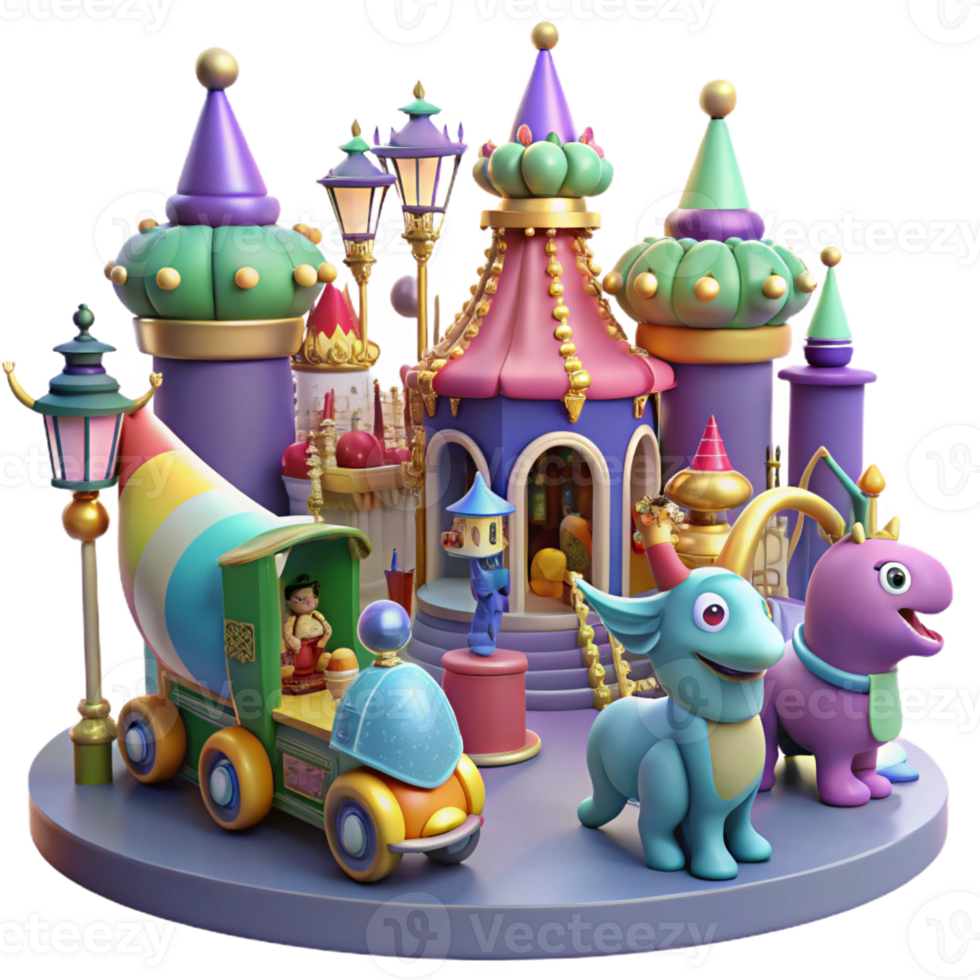 vibrant vintage A Whimsical Parade of Fantastical Creatu original png