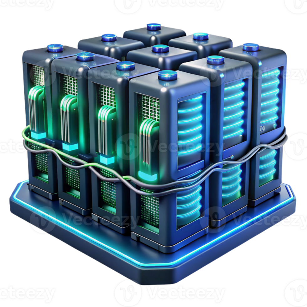 vibrant creative A Futuristic Server Room with Rows of Glo premium png