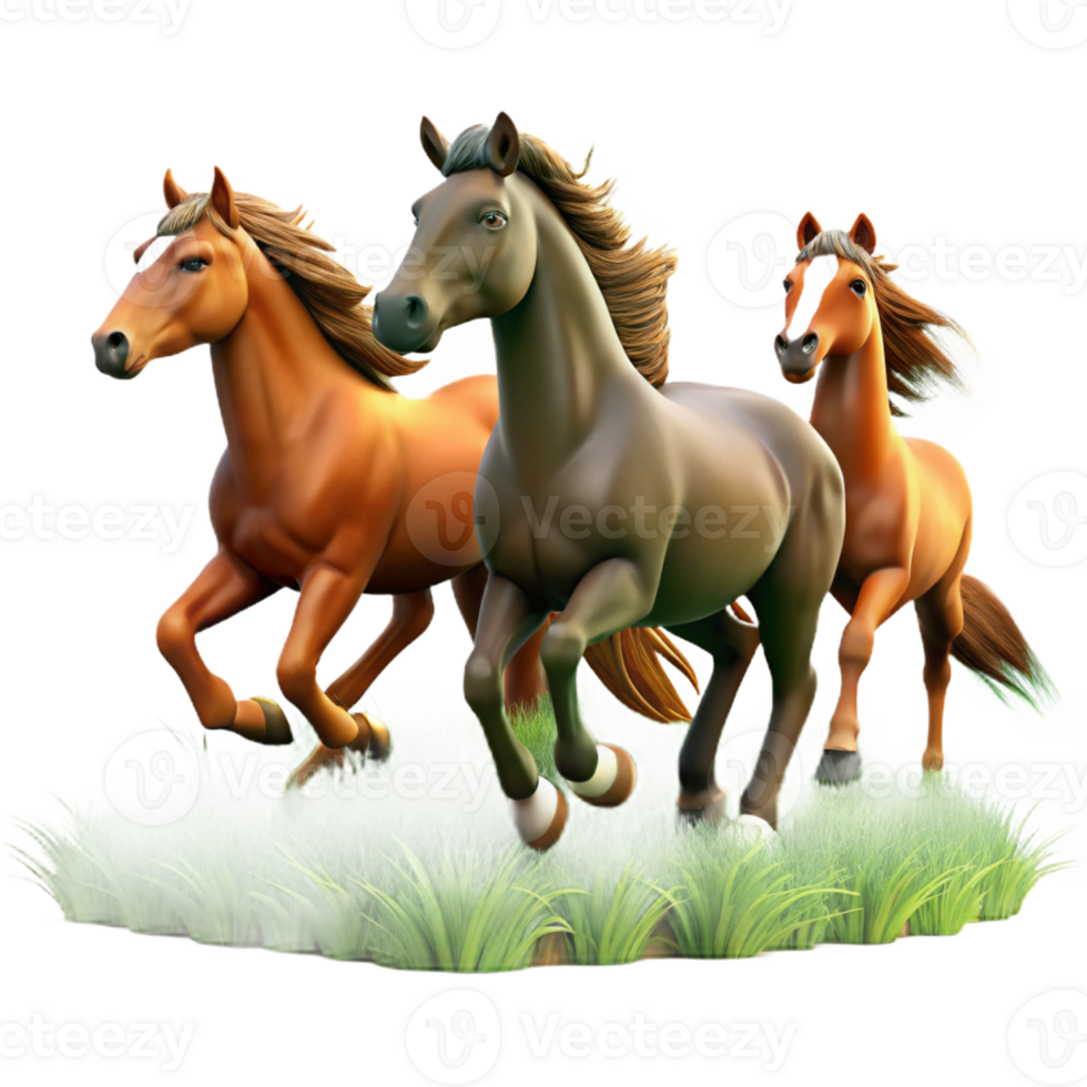 serene vintage A Group of Wild Horses Running Across a G authentic png