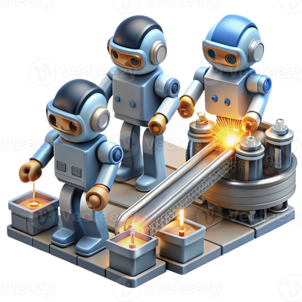 wonderful abstract A Group of Robots Working on an Assembly premium png