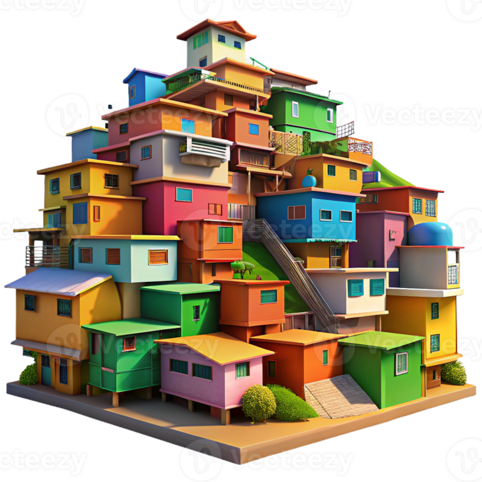 impressive contemporary A Colorful Favela Built on a Hillside Vi premium png