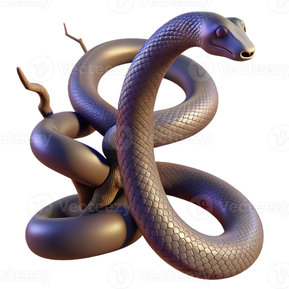 vibrant creative A Slithering Snake Coiled Around a Tree detailed png