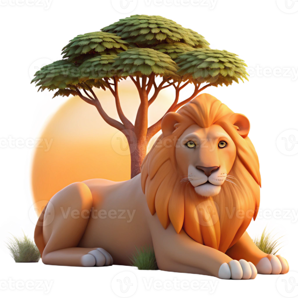 dramatic rustic A Regal Lion Pride Resting Beneath the Shad professional png