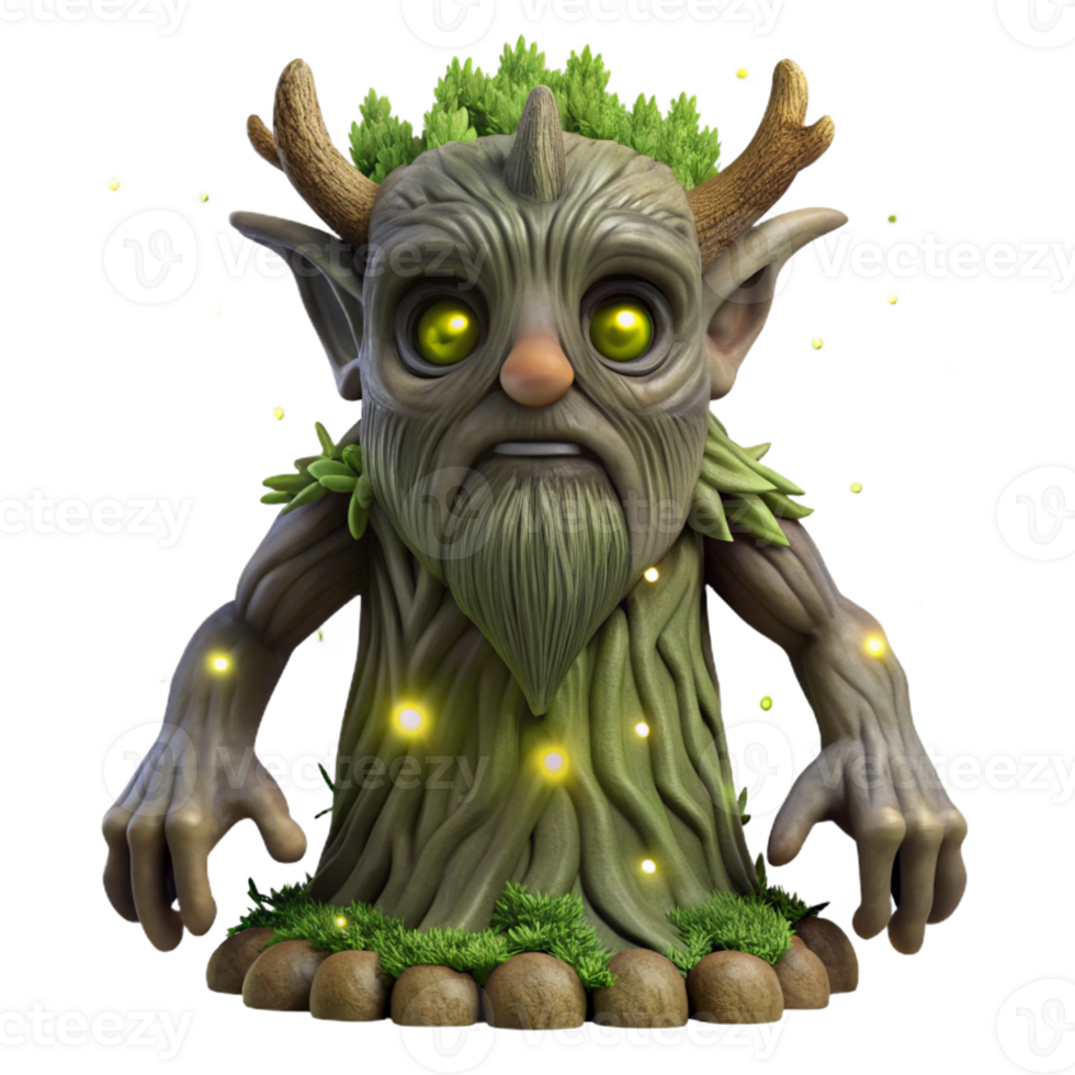 wonderful abstract An Ancient Gnarled Tree Spirit with Glo authentic png