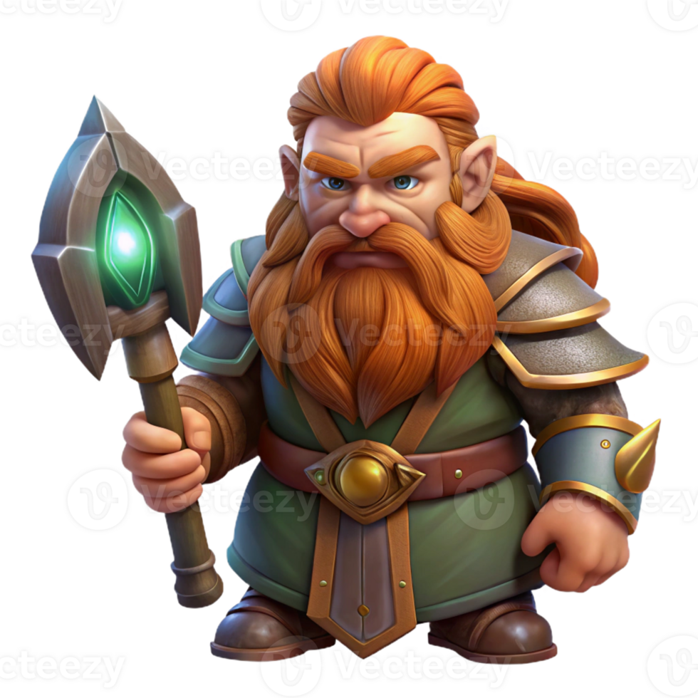 stunning modern Portrait of a Fantasy Dwarf with a Long original png