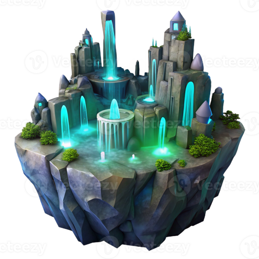 serene abstract An Alien City Built Into the Side of a C detailed png