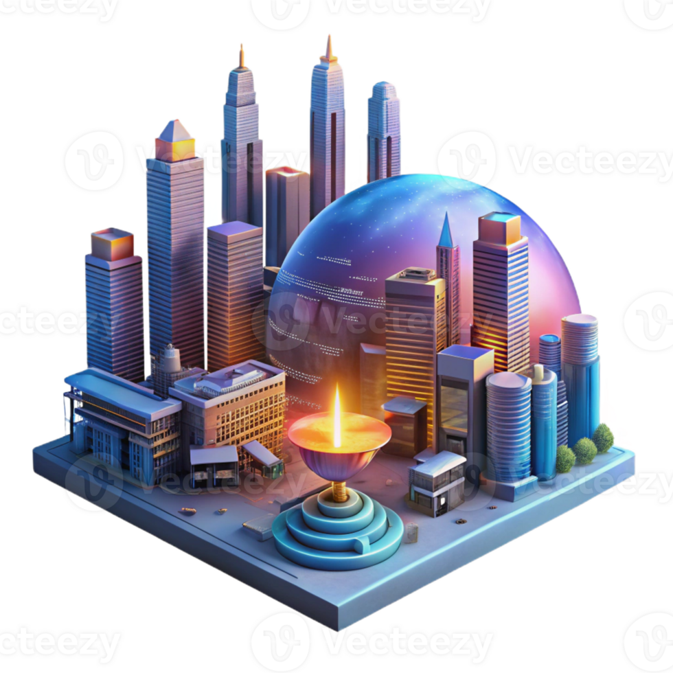 vibrant artistic A Futuristic Cityscape with Flying Vehic original png