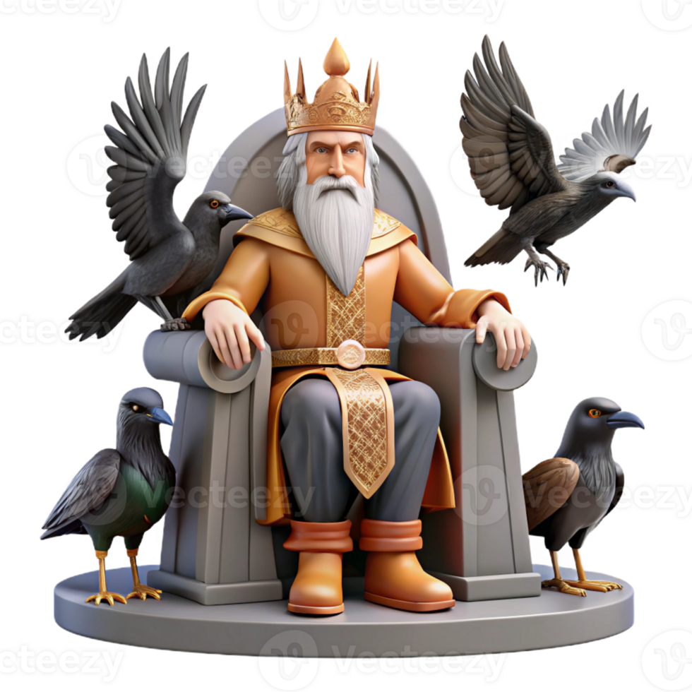 extraordinary minimalist Odin the Allfather Seated on His Throne high quality png