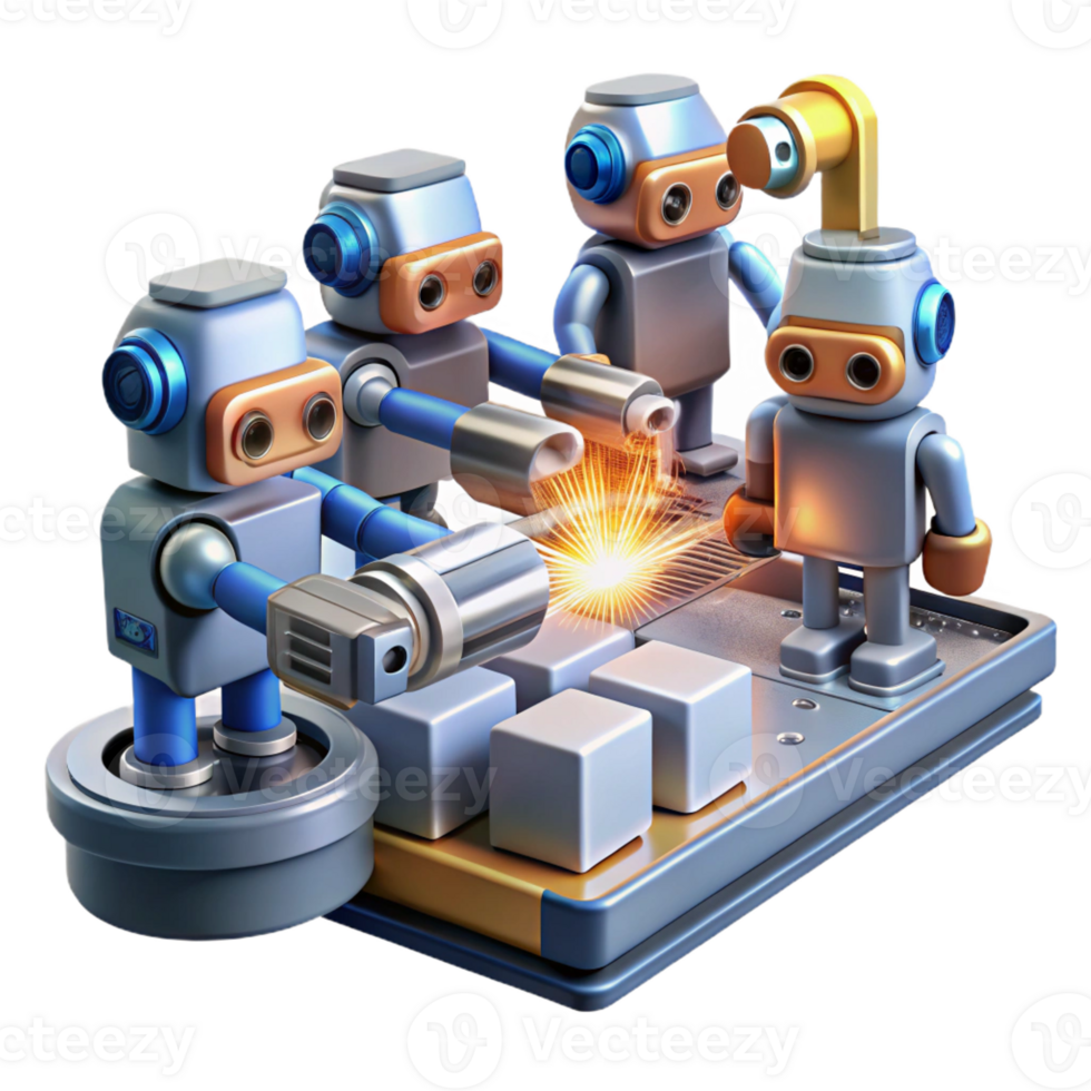 dramatic rustic A Group of Robots Working on an Assembly professional png