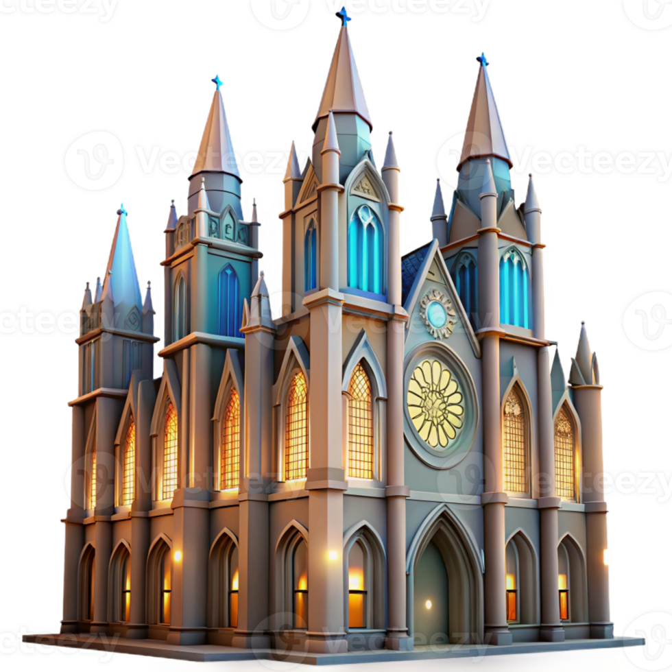 elegant vintage A Towering Gothic Cathedral with Stained G detailed png