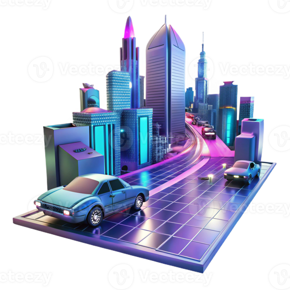 magnificent modern A Futuristic Cityscape with Flying Cars A png