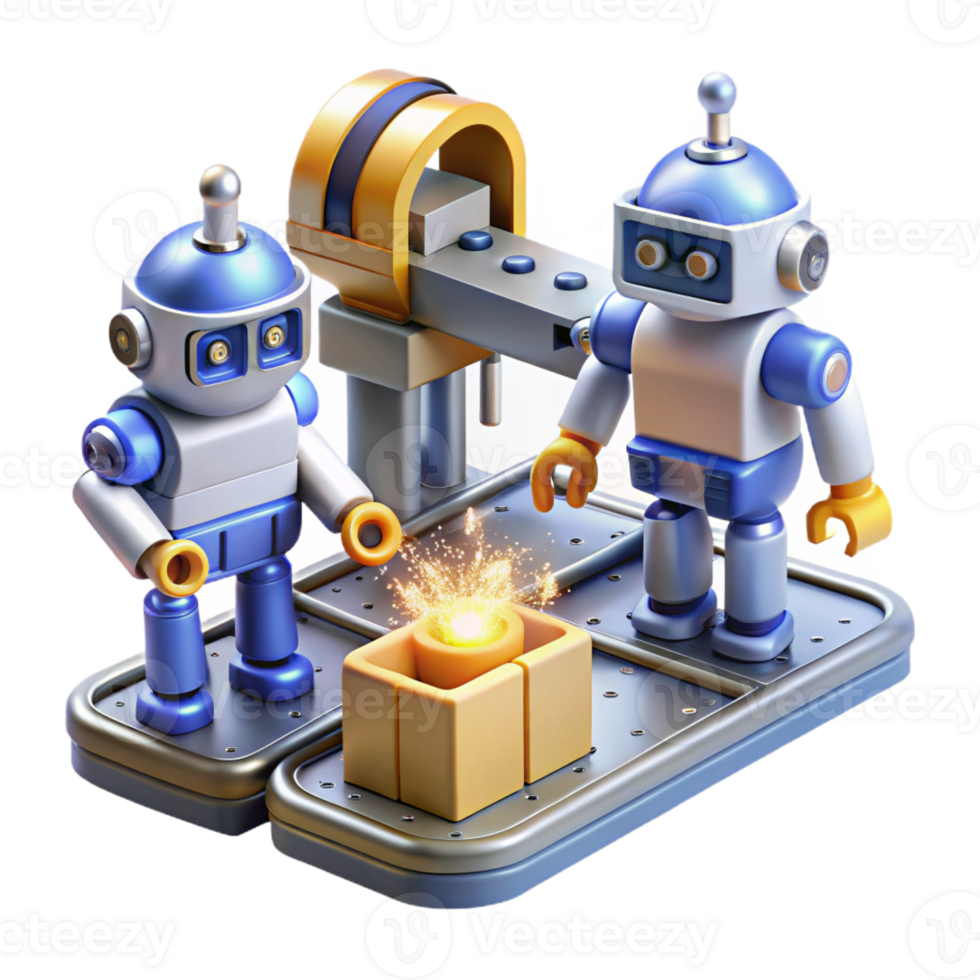 wonderful classic A Group of Robots Working on an Assembly professional png