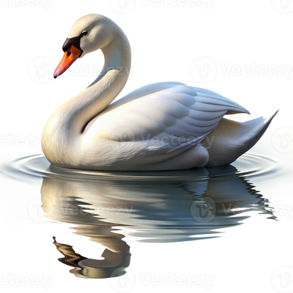 elegant classic A Graceful Swan Gliding Across a Still L detailed png