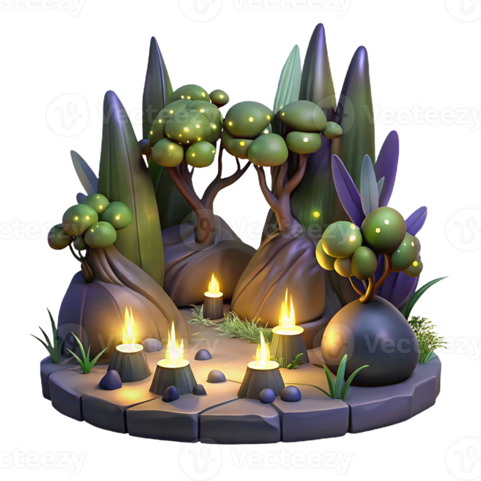 serene rustic A Group of Fireflies Illuminating a Dark detailed png