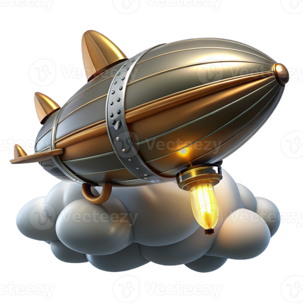 magnificent modern A Steampunk Zeppelin Sleek and Metallic original png