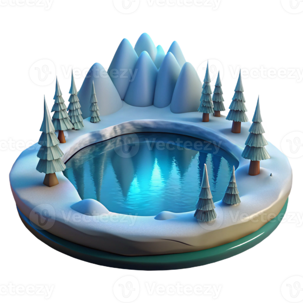 magnificent vintage Frozen Lake Reflection detailed png