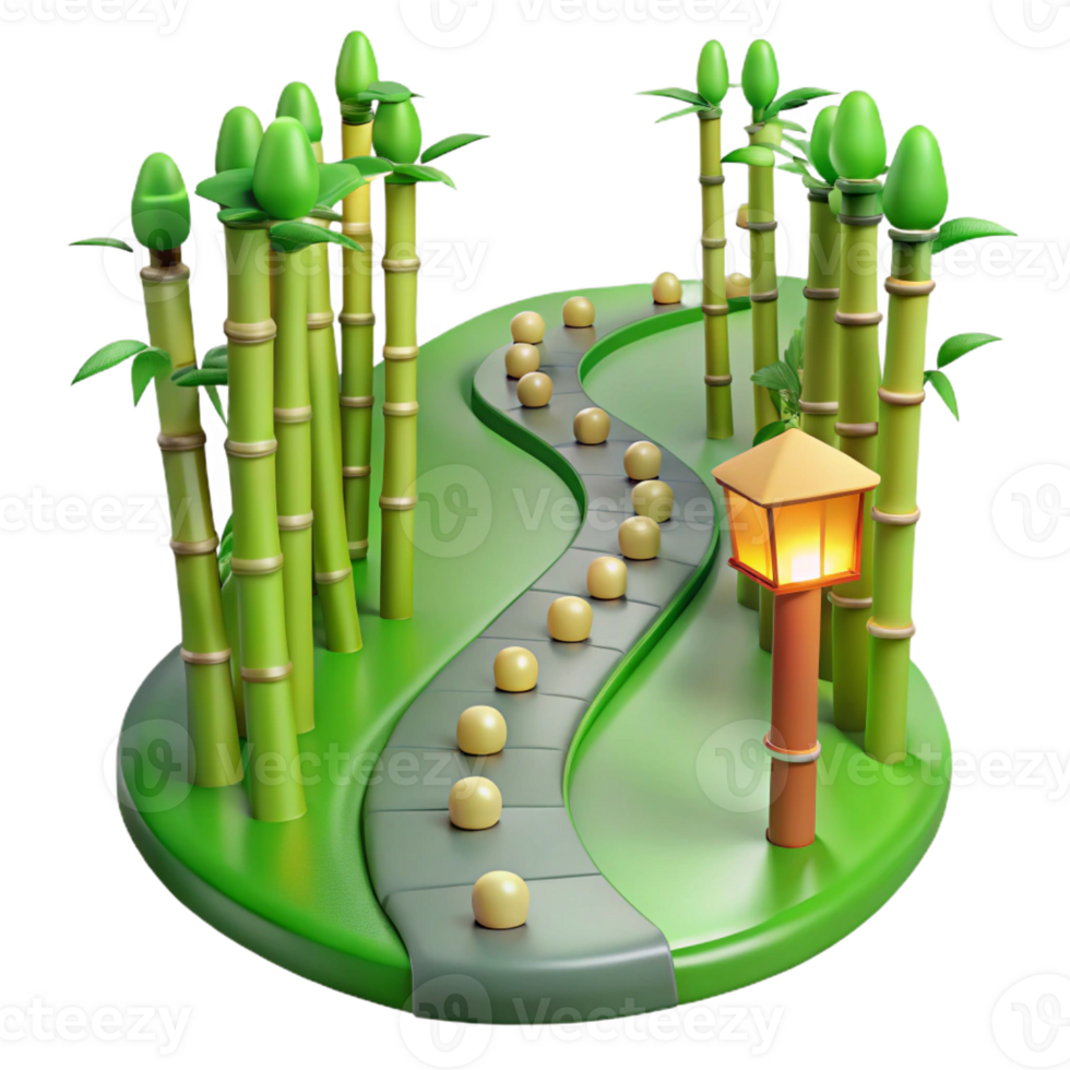 dramatic minimalist A Winding Path Through a Bamboo Forest So high quality png