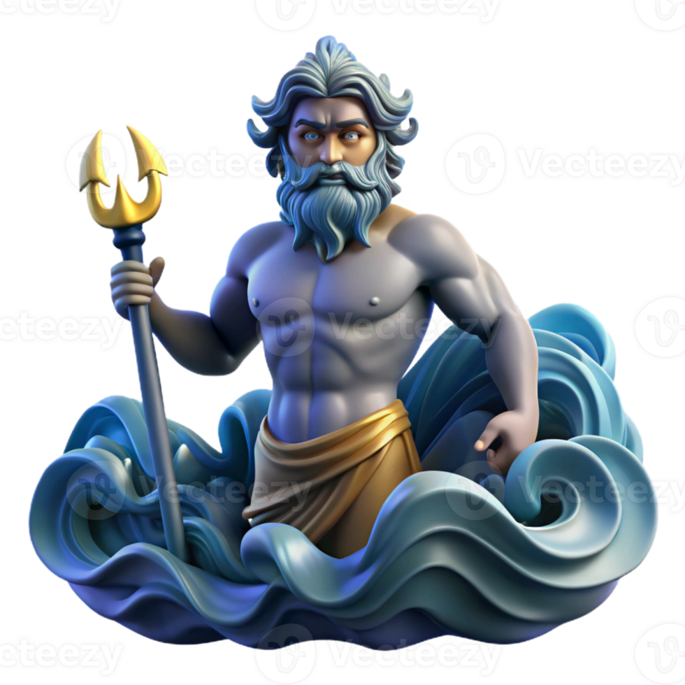 impressive modern Poseidon Commanding a Tempestuous Sea D high resolution png