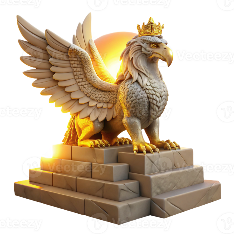 stunning contemporary A Majestic Griffin Perched Atop a Crumblin high quality png