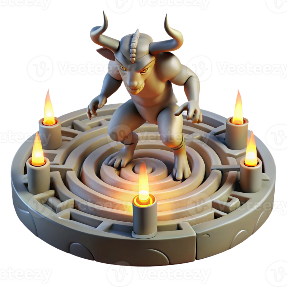 magnificent classic A Powerful Minotaur Trapped Within a Laby original png