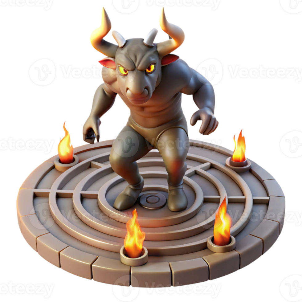 extraordinary minimalist A Powerful Minotaur Trapped Within a Laby original png