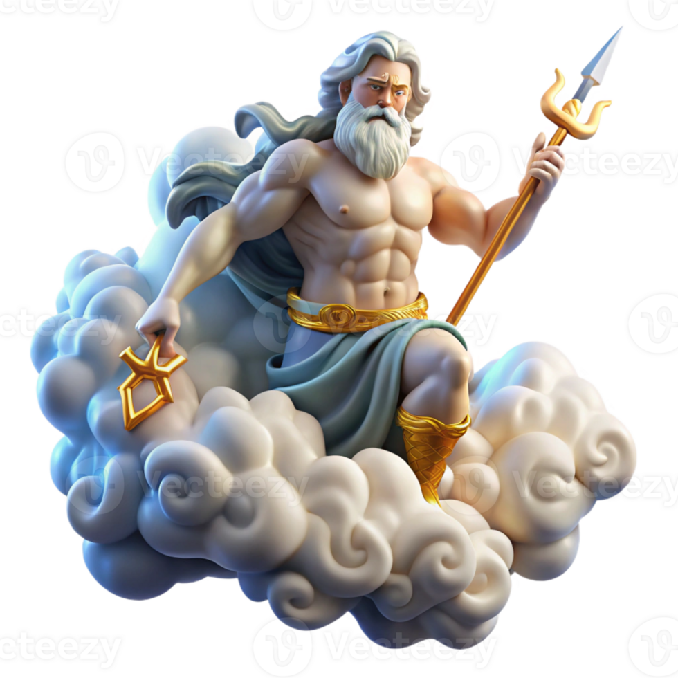 elegant traditional Zeus Hurling a Thunderbolt from Mount Olym detailed png