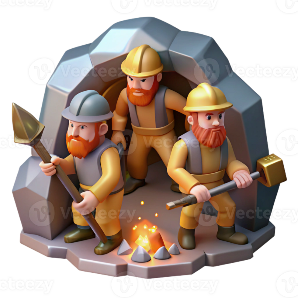 magnificent rustic A Group of Dwarves Mining for Gems in a D original png