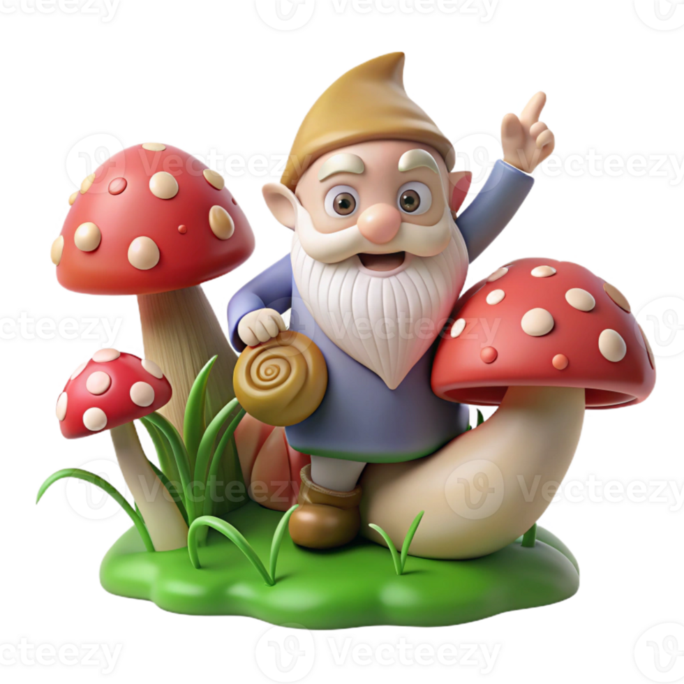 wonderful abstract Whimsical Gnome on Giant Snail professional png
