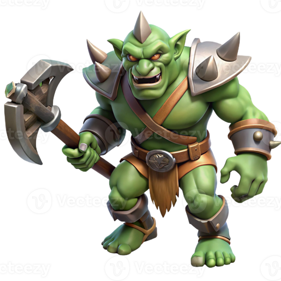 elegant artistic Orc Warrior with Giant Axe exclusive png