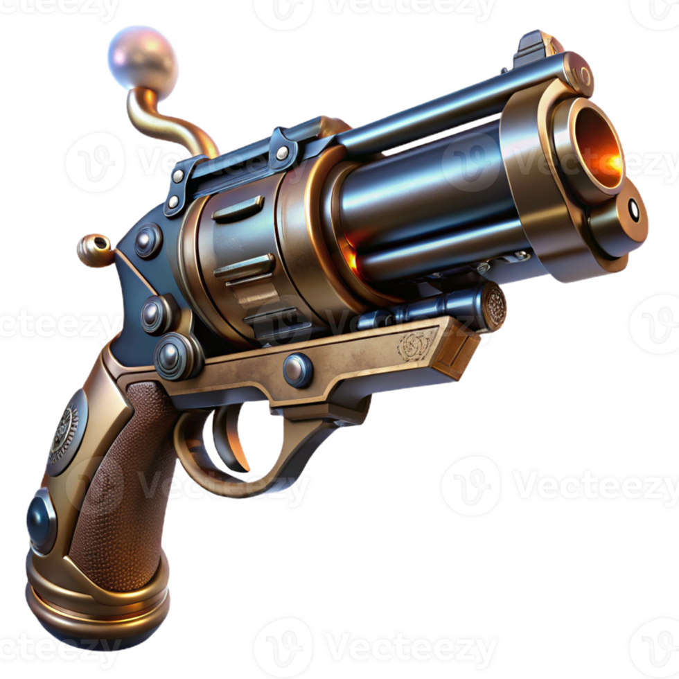 magnificent artistic Sleek Steampunk Pistol Dark Metal Finish original png