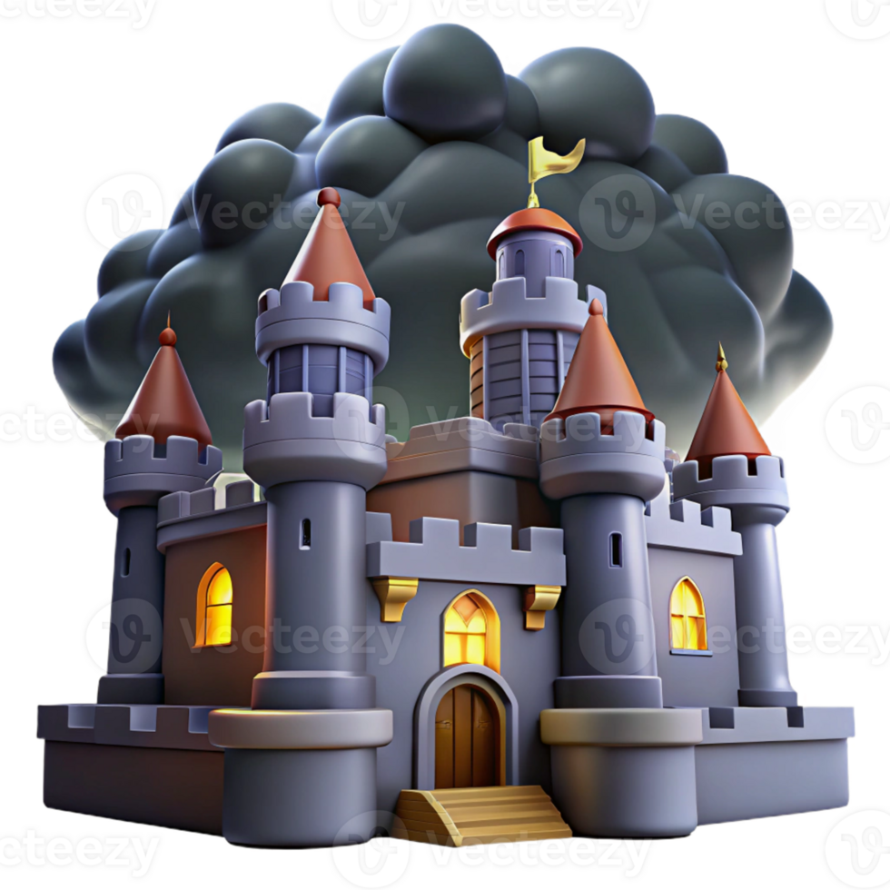 vibrant traditional Medieval Castle Fortified Walls Drawbridge original png