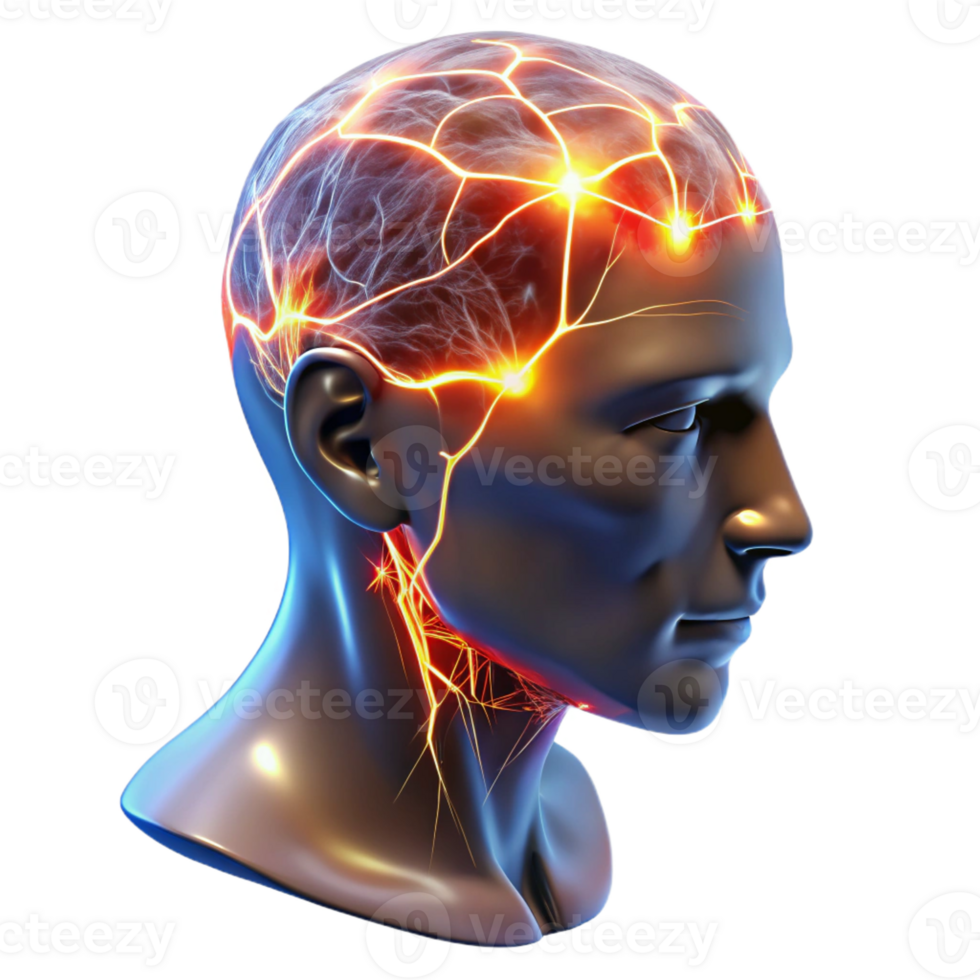 stunning artistic A Transparent Human Head with Visible Ne authentic png