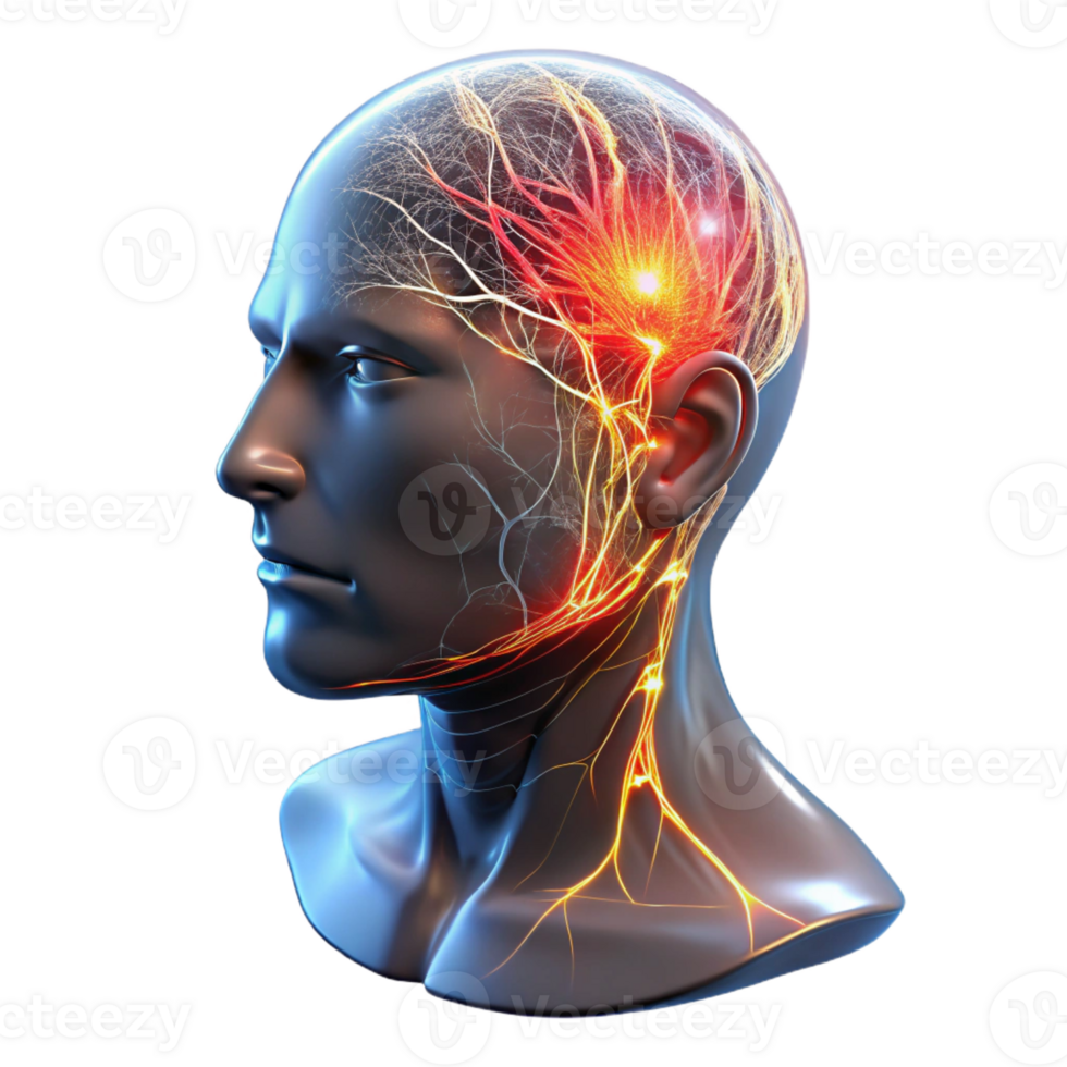 magnificent rustic A Transparent Human Head with Visible Ne high quality png