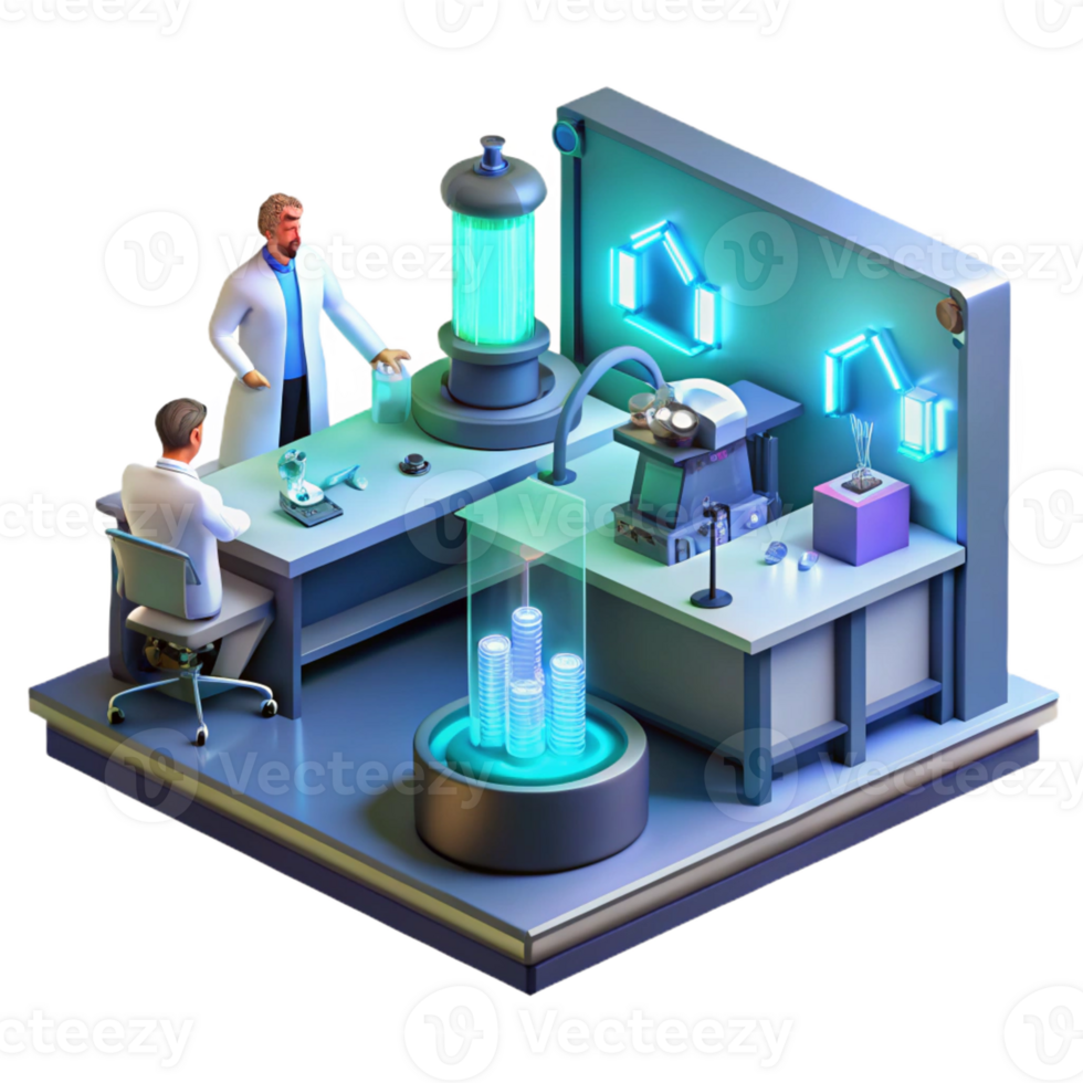 vibrant modern A Futuristic Laboratory Filled with Glow detailed png