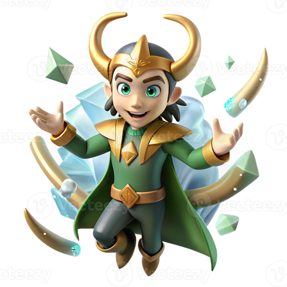dramatic minimalist A Mischievous Loki Transforming Into a S premium png