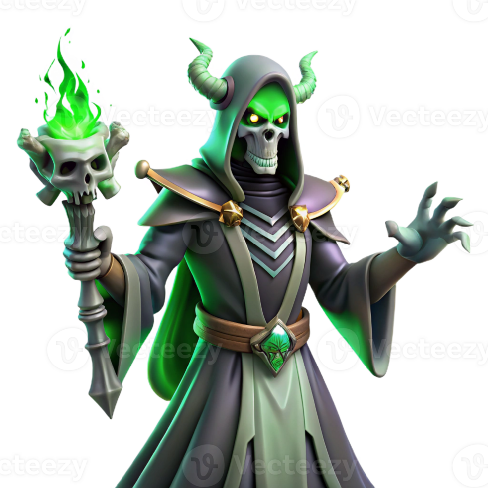 wonderful classic A Powerful Lich Casting a Spell in a Dar 4K png