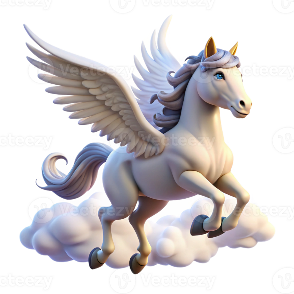 serene rustic A Graceful Pegasus Soaring Through the Cl high resolution png