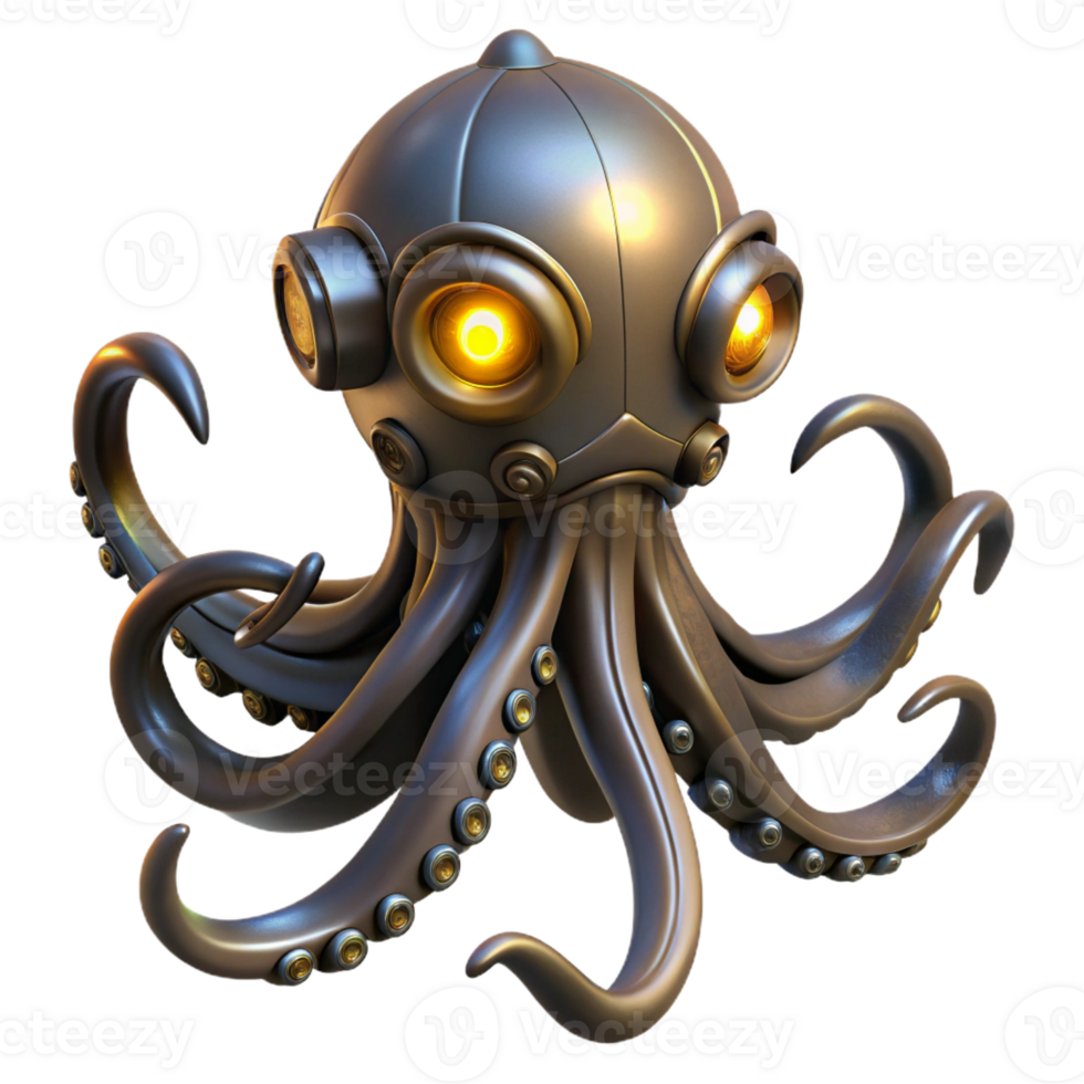 magnificent classic Steampunk Octopus Metallic Tentacles original png