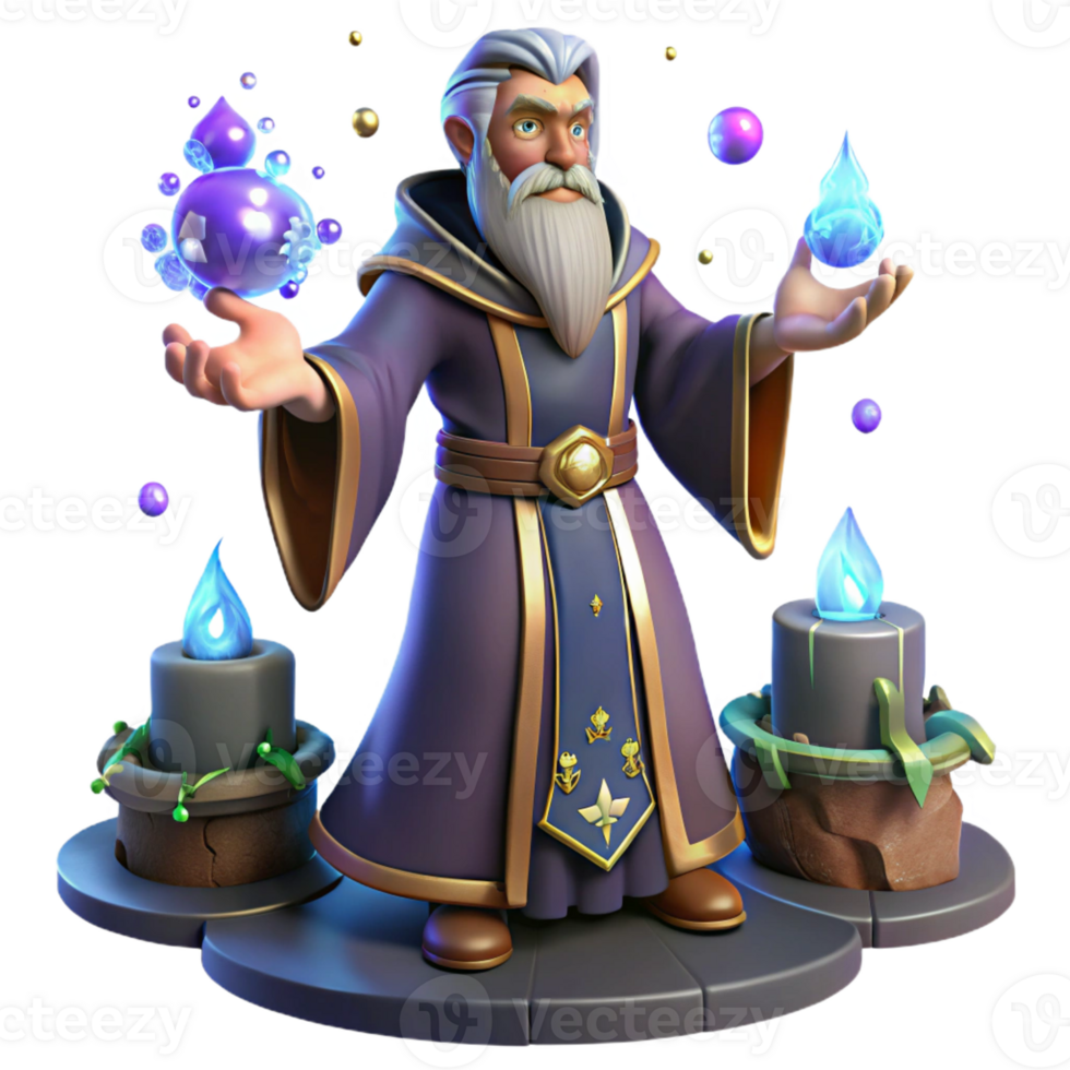 wonderful artistic A Wise Old Wizard Casting a Spell in His A original png
