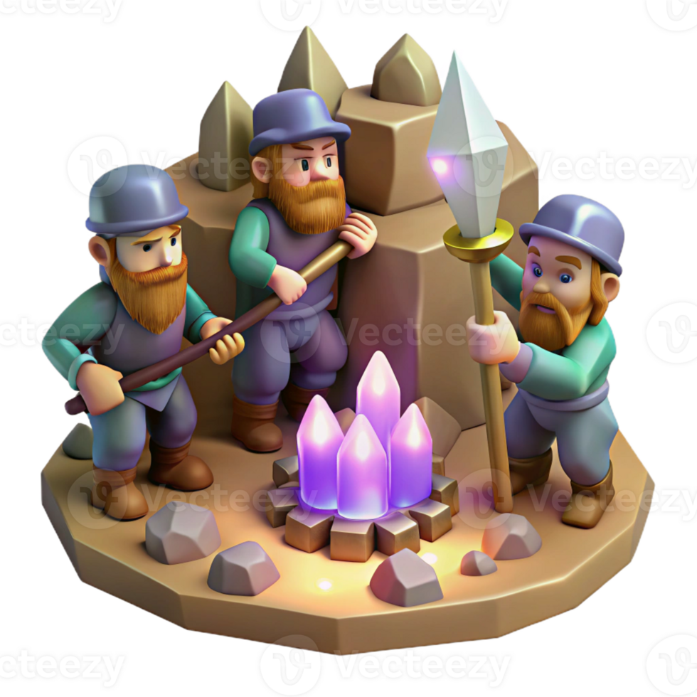 extraordinary contemporary A Group of Dwarves Mining for Gems in a Ca original png