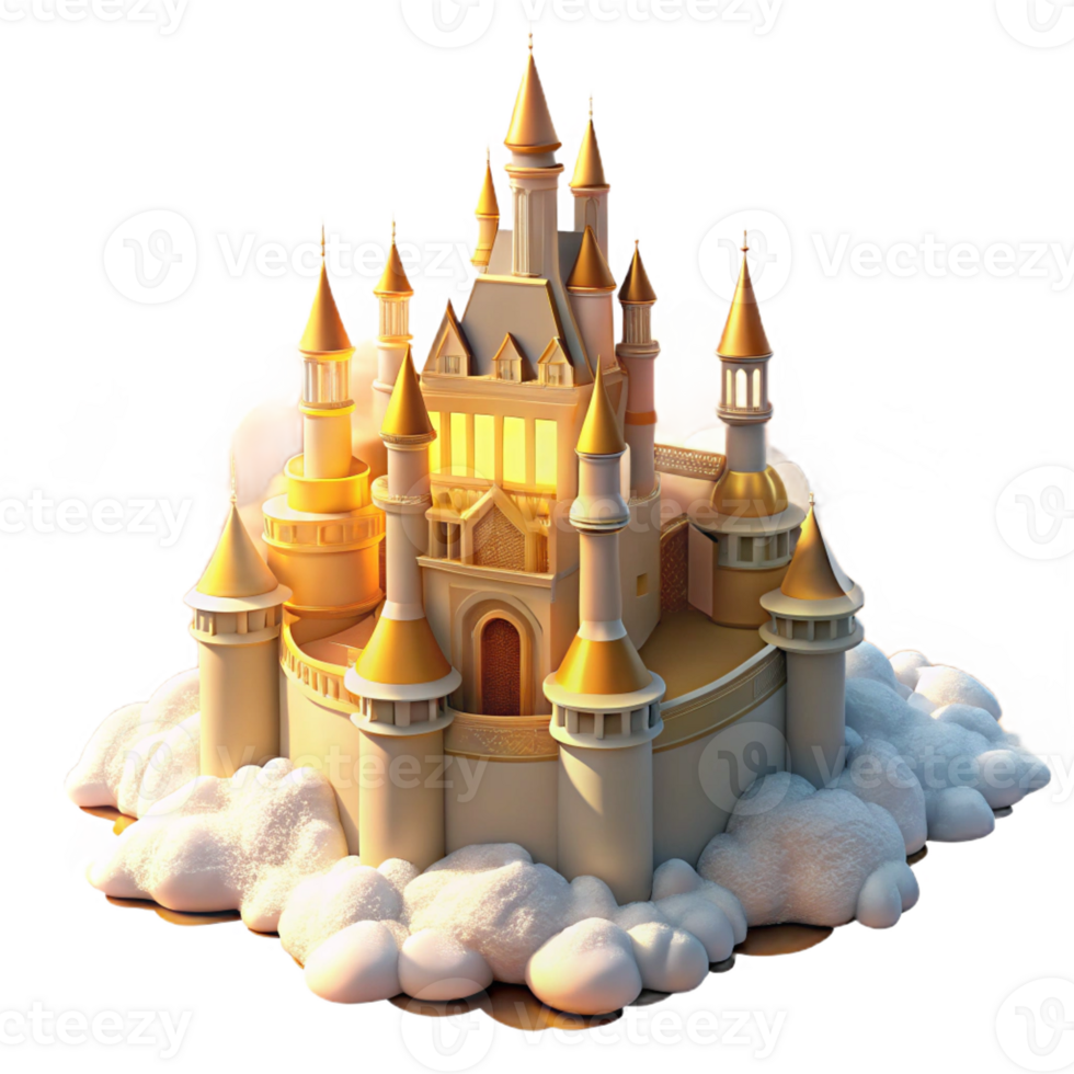 impressive minimalist A Majestic Castle Floating in the Clouds 4K png