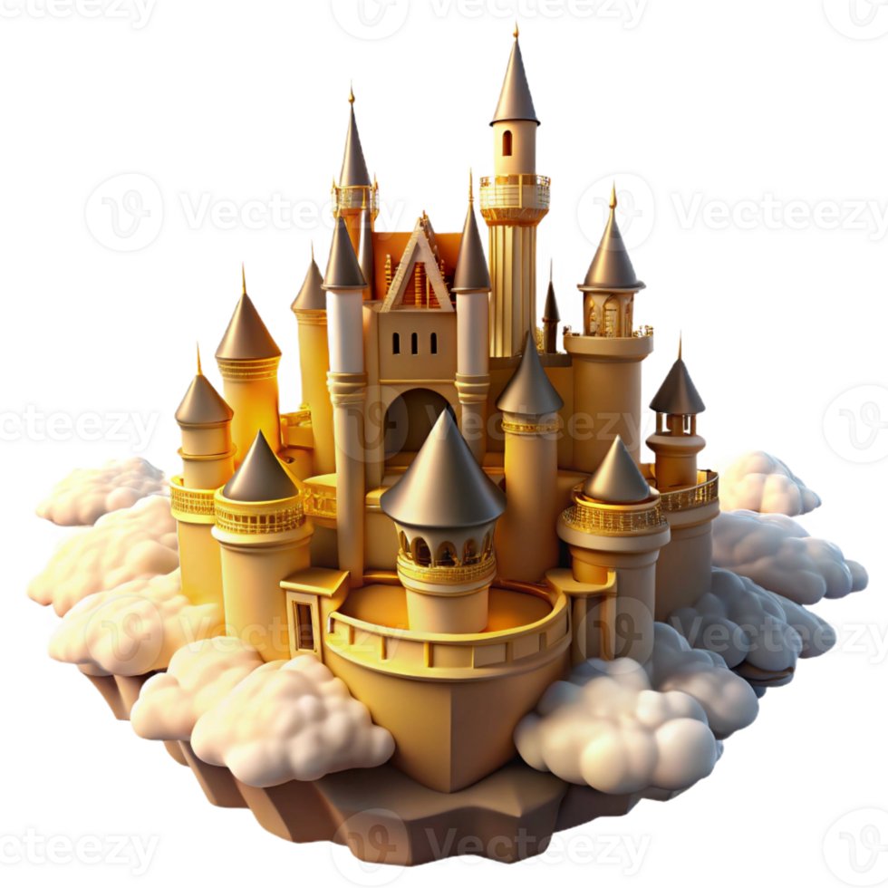 vibrant contemporary A Majestic Castle Floating in the Clouds 4K png